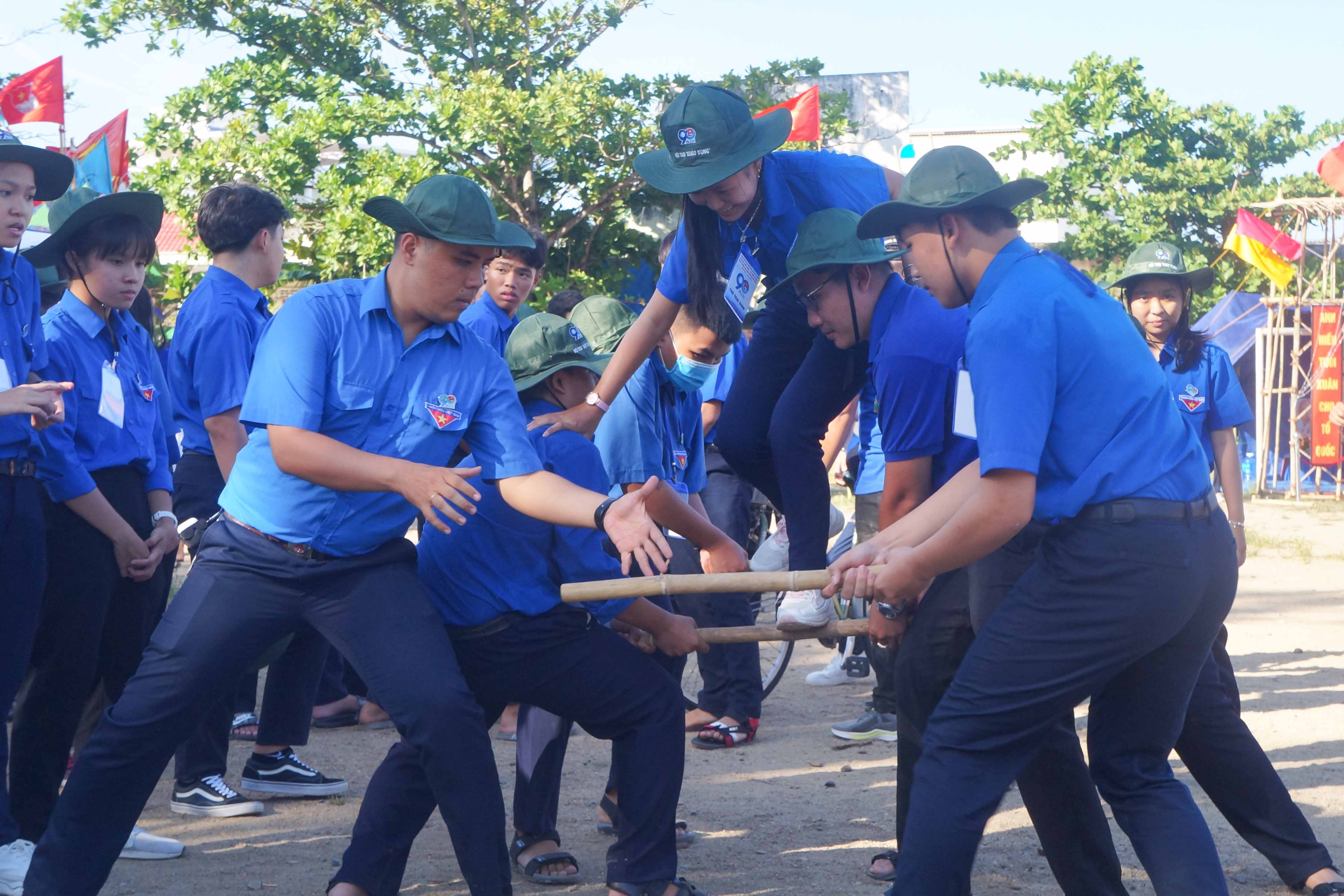 Campers playing collective game