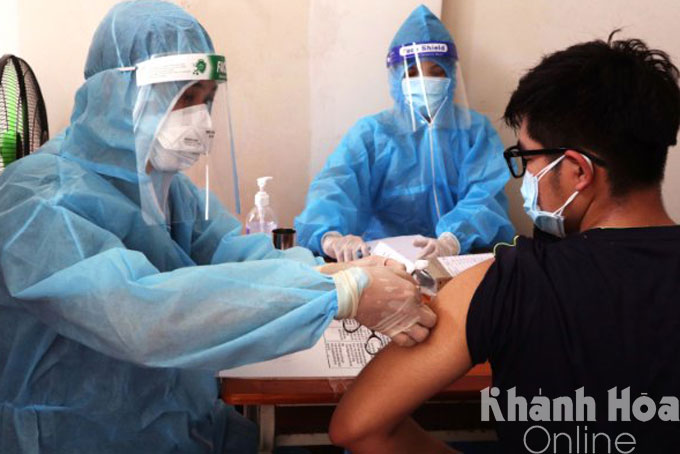 Getting vaccinated in Nha Trang City.