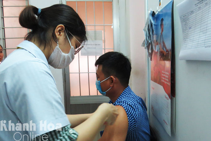 Getting vaccinated in Nha Trang City.