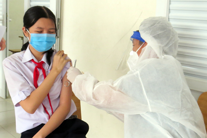 Getting vaccinated in Nha Trang City.