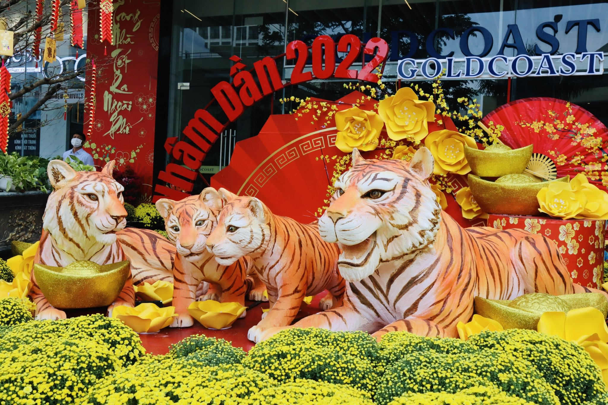 Diverse statues of tigers, zodiac animal of 2022 in Nha Trang