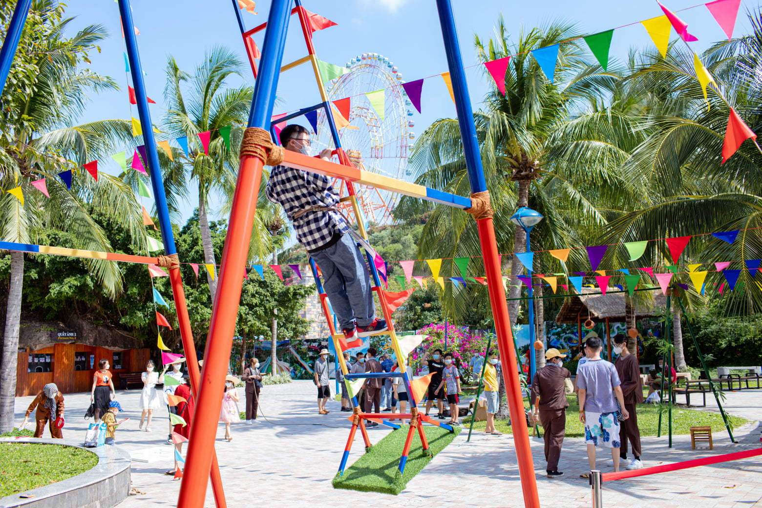 Playing on swing