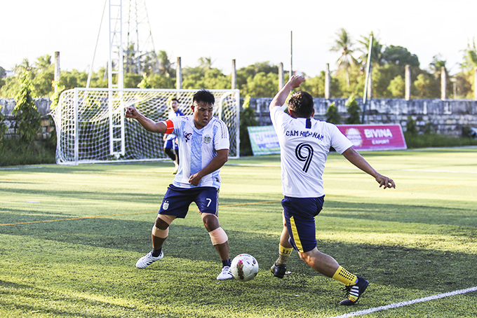 A 7-a-side football match in Cam Lam