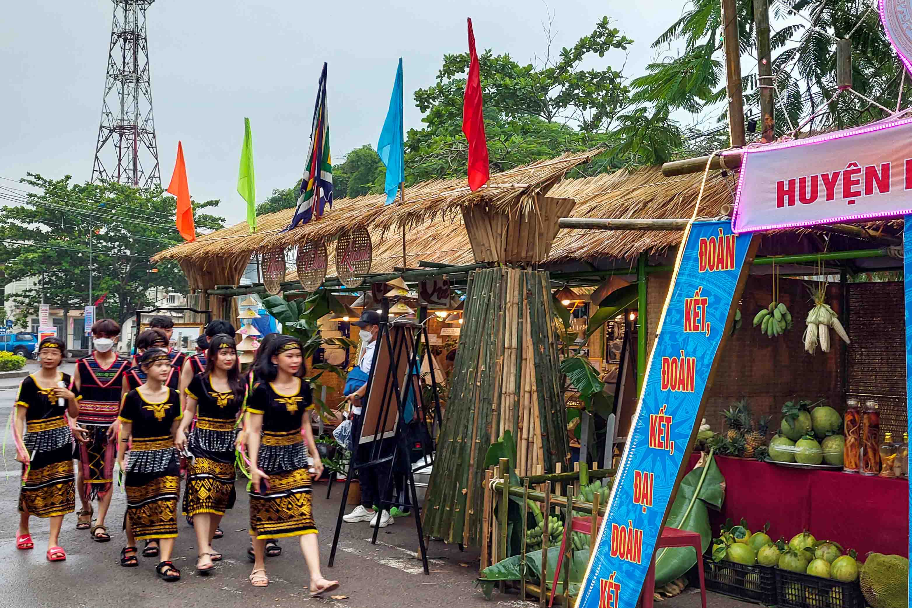 Stalls displaying local products and specialties