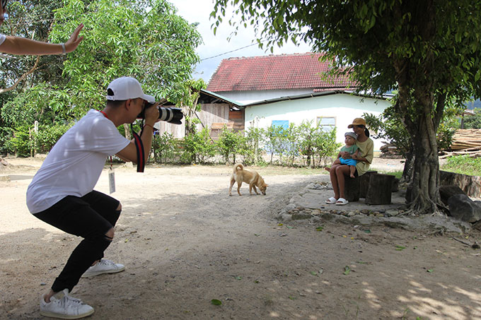 Posing for photo