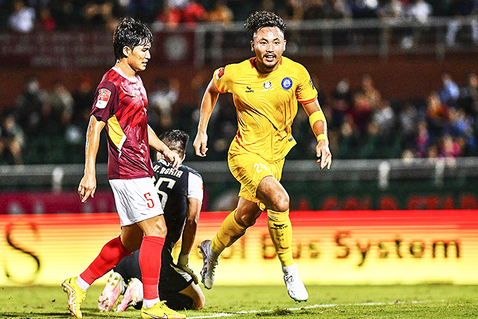 Overseas Vietnamese Ryan Ha celebrating his goal (Source: VPF)